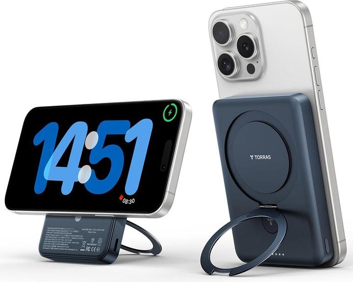 Torras Ostand Wireless Charging Powerbank 10000 mAh Qi 2.0 (10000 mAh, 20 W, 38.70 Wh)