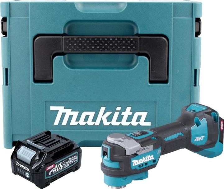 1x Makita MAKPAC, 1x Universaleinlage, 1x Makita TM 001 GZ Akku Multifunktionswerkzeug, 1x Makita BL 4025 Akku 40 V 2.5 Ah XGT Li-Ion Akku