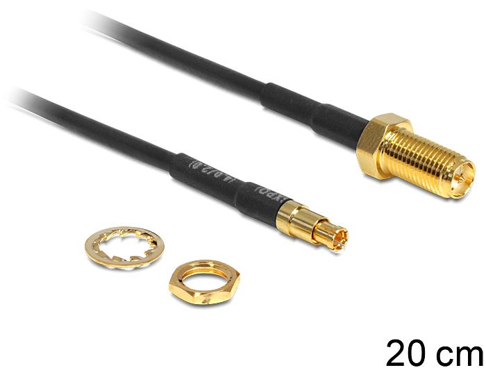 Actual product image Delock Adapter RP-SMA female for installation > TS-9 male (0.29 dB, Antenna cable)