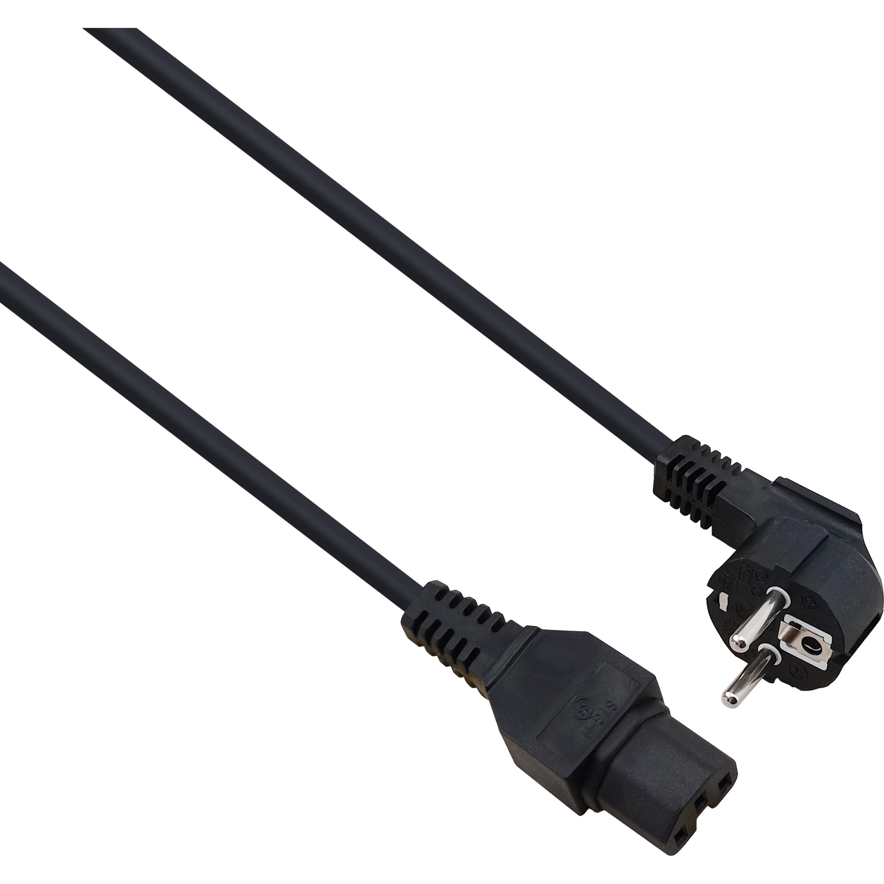 Helos Stromkabel CEE 7/7 (M) gewinkelt bis IEC 60320 C15 gerade (5 m), Stromkabel