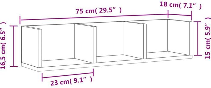 Actual product image vidaXL Wall cabinet (75 x 18 x 16.5 cm)