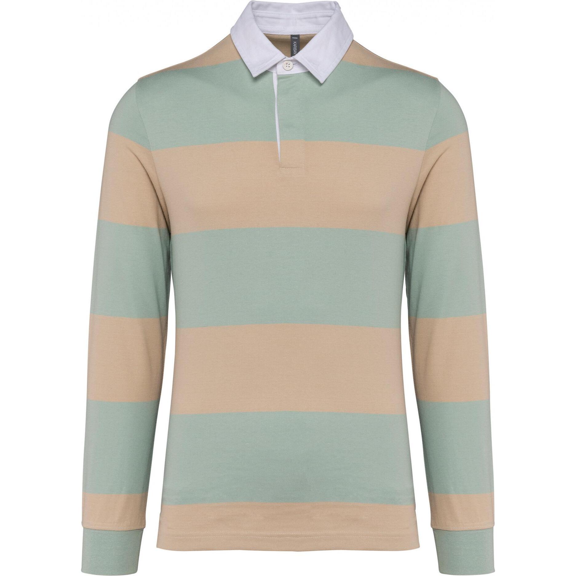 Kariban, Herren, Shirt, Gestreiftes Poloshirt langarm, Grün, (XL)