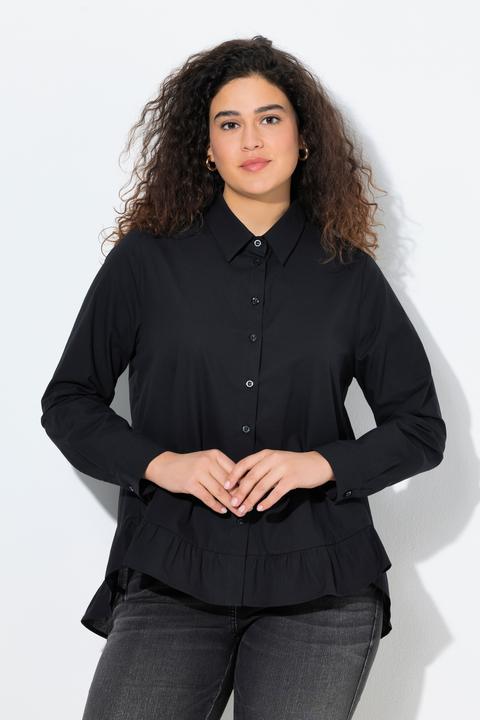Produktbild Ulla Popken Bluse, Volantsaum, A-Linie, Hemdkragen, Langarm (46, 48)