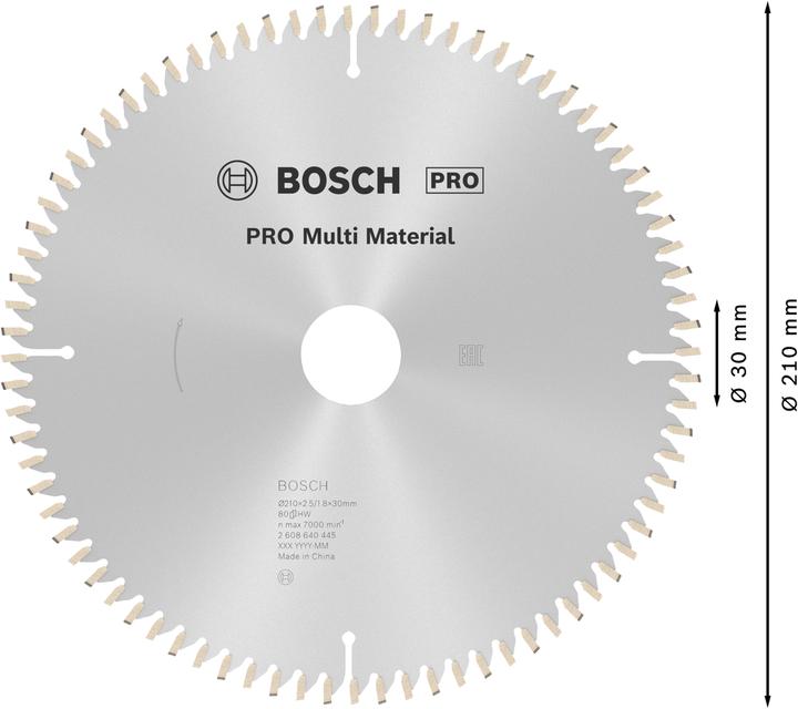 Immagine prodotto Bosch Professional Zubehör Lama circolare PRO Multi Material, 210 x 2,5 x 30 mm