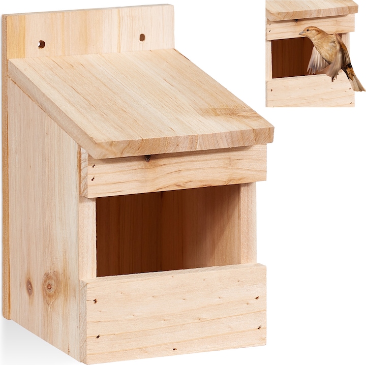 Relaxdays Rockhouse Nesting Aid, Hanging Birdhouse