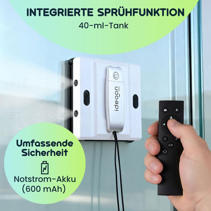 Actual product image Ideoon Profi-Fensterputz-Roboter mit Sprüh-Funktion & App-Steuerung