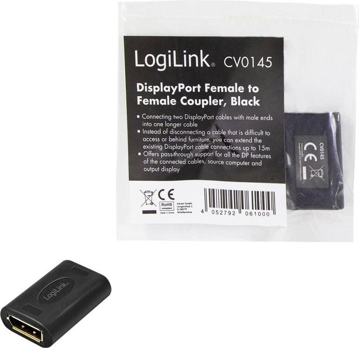 Produktbild LogiLink DisplayPort Adapter, DP Kupplung (4.08 cm)