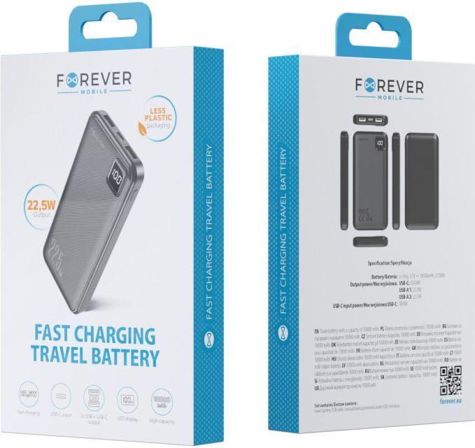 Actual product image Forever power bank TB-300M PD QC 22,5W 10000 mAh black (10000 mAh, 22.50 W)