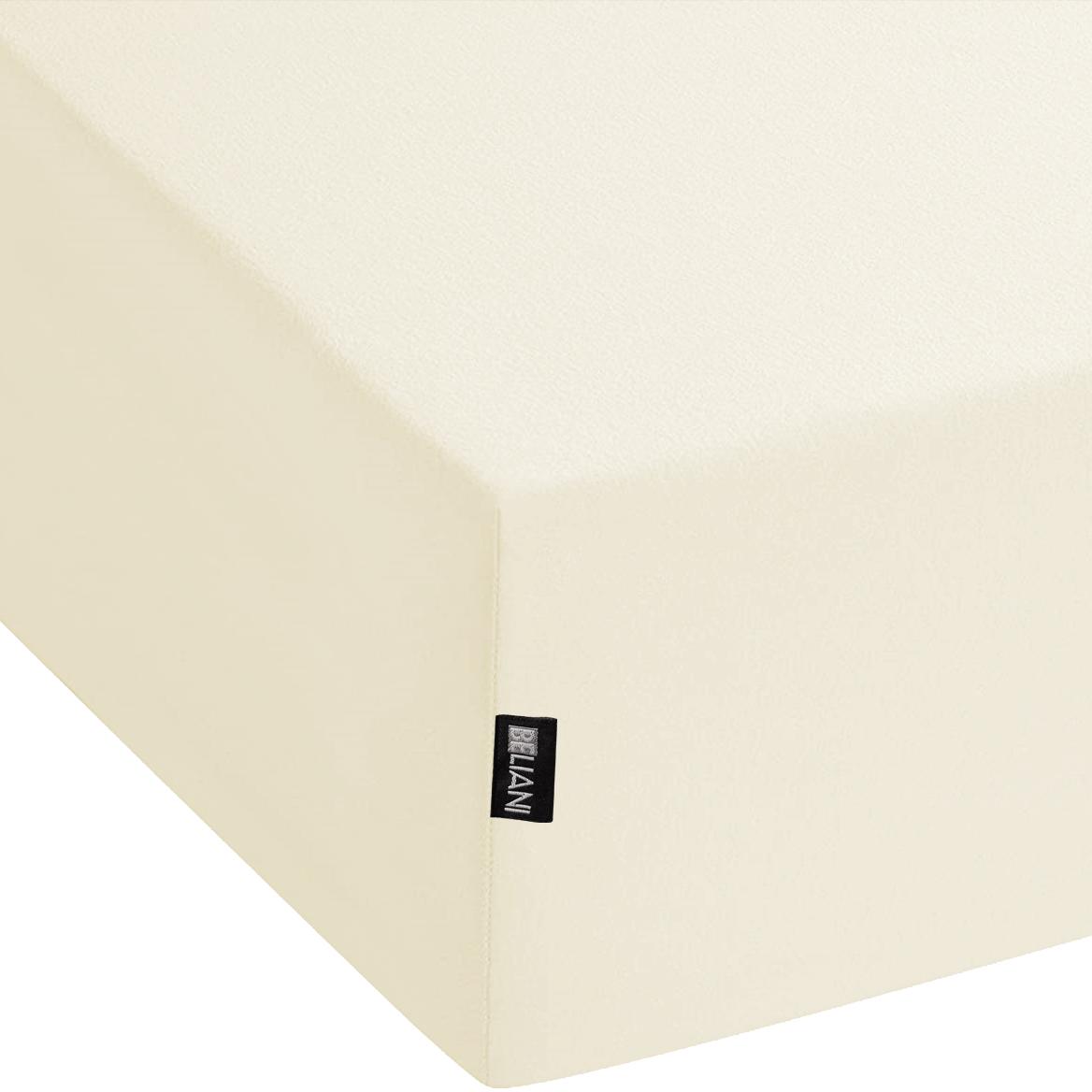 Beliani, Fixleintuch, Spannbettlaken Baumwolle beige 160 x 200 cm JANBU (160 x 200 cm)