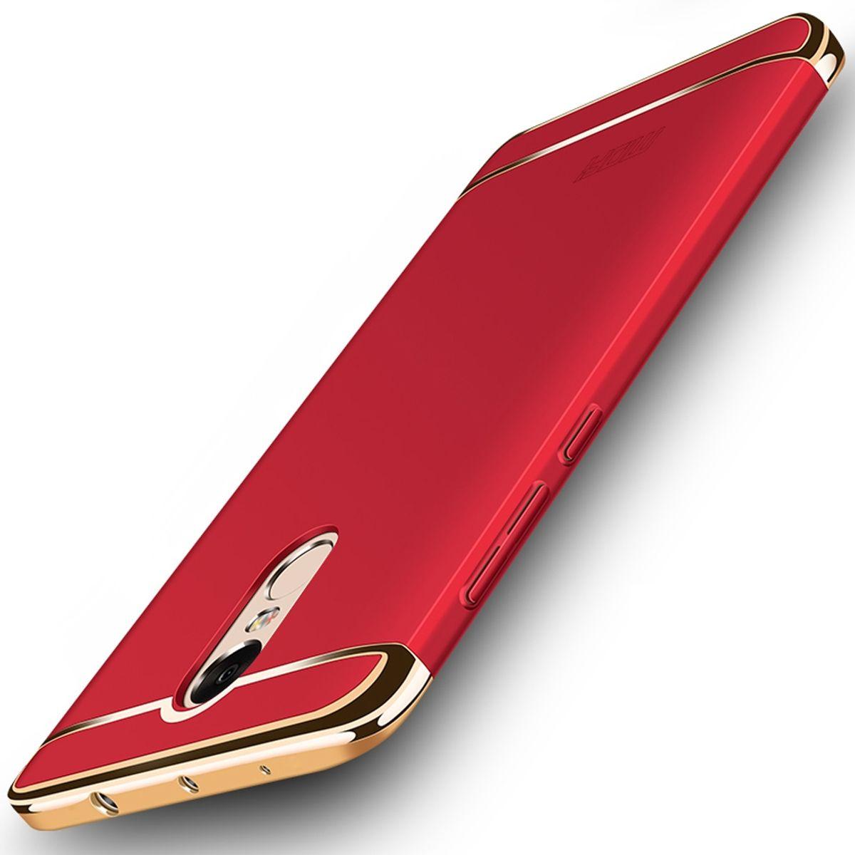 König Design Handy Hülle Schutz Case für Xiaomi Redmi Note 4 Bumper 3 in 1 Cover Chrom Rot (Xiaomi Redmi Note 4), Smartp...