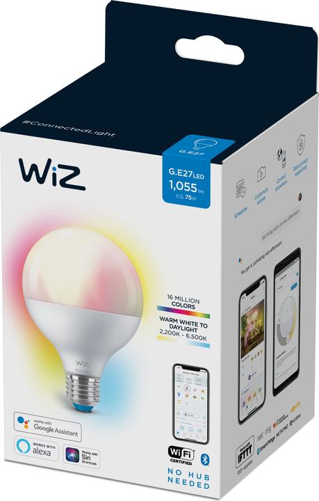 Image du produit WiZ lampe 75W E27 forme globe (E27, 11 W, 1055 lm, 1 x, F)