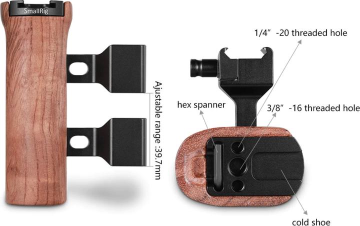 Immagine prodotto SmallRig Maniglia laterale in legno Univ (Impugnatura)