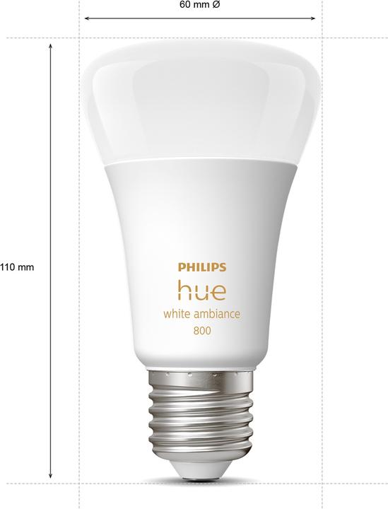 Produktbild Philips Hue White Ambiance (E27, 6 W, 570 lm, 4 x, F)
