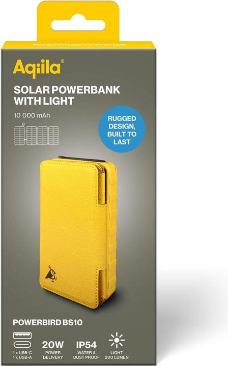 Image du produit Aqiila Powerbird BS10 - banque d'énergie solaire 10000 mAh (10000 mAh, 6 W, 37 Wh)