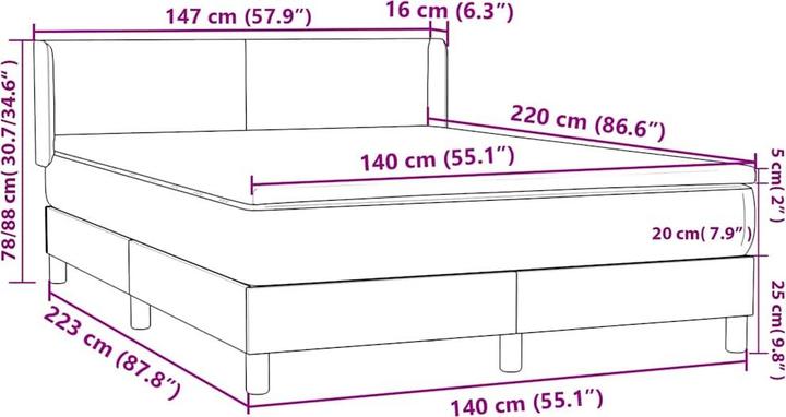 Produktbild vidaXL Boxspringbett (140 x 220 cm)