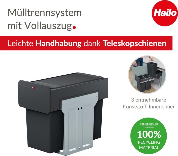 Image du produit Hailo EcoLine Design Trio L système encastrable (3x 10l) (3 l)