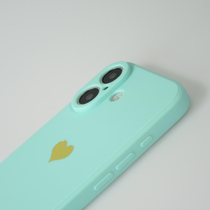 Actual product image PhoneLook Coque Silicone Mat Coeur doré Turquoise (Apple iPhone 16)