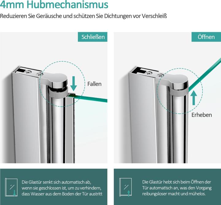 Produktbild Emke Duschwand für Badewanne 90x140cm, 6mm NANO Beschichtung Glas(Einfach-reinigung) Duschtrennwand (140 cm, 90 cm, 140 cm)