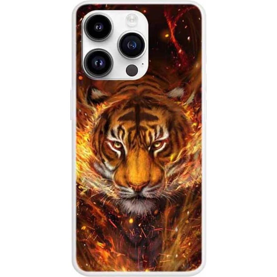 Cover-Discount iPhone 15 Pro Max - Ultra Slim Silikon Hülle Flame Tiger (Apple iPhone 15 Pro Max), Smartphone Hülle, Ora...
