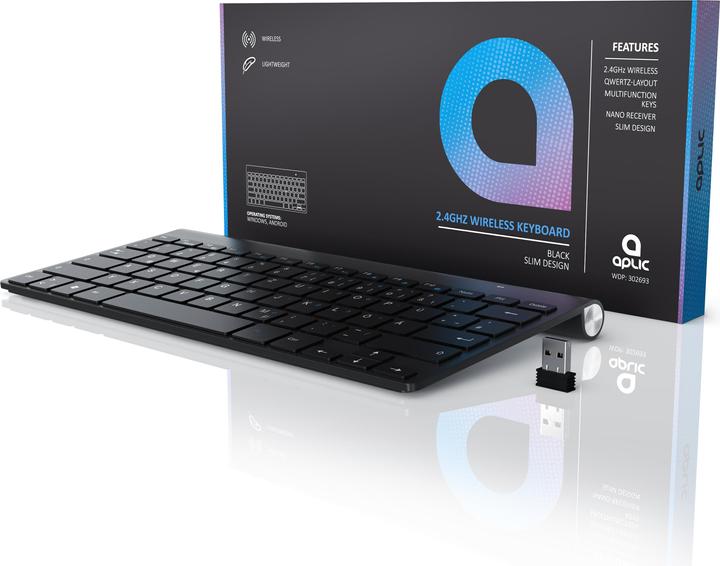 Produktbild Aplic Wireless Tastatur, kabelloses Slim Keyboard 2,4GHz, Windows Tastaturlayout, QWERTZ Layout (DE, Kabellos)