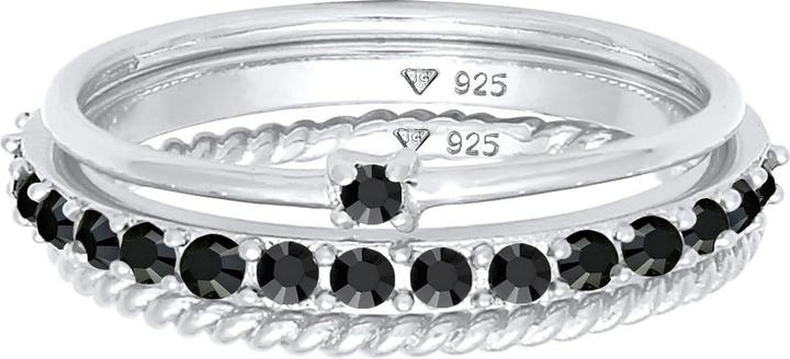 Immagine prodotto Elli Set di anelli, anello solitario, anello ritorto (66, 925 Argento)