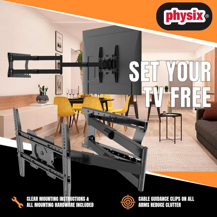 Produktbild Physix Extra lange Vollbewegliche TV-Wandhalterung mit 180-Grad-Schwenk (Wand, 31.75 kg, 32" - 75")