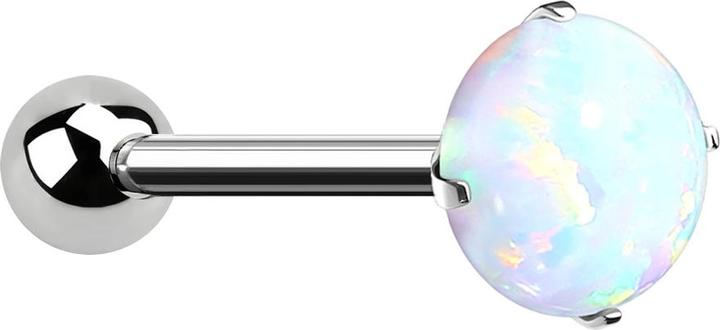 Actual product image Star Piercing Micro Threadless Barbell silver with ball and opal set in white (Titanium, without brass)