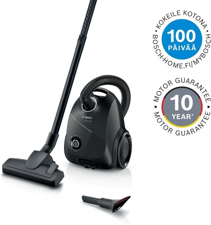 Produktbild Bosch Hausgeräte Vacuum cleaner BGBS2BA2 Bagged, Power 600 W, Dust capacity 3.5 L, Black, Made in Germany