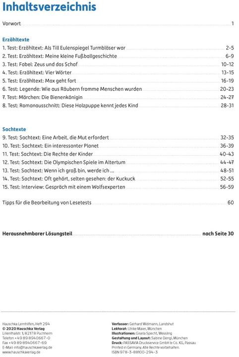 Produktbild Lesetests in Deutsch - Lernzielkontrollen 4. Klasse (Deutsch, Gerhard Widmann, 2023)