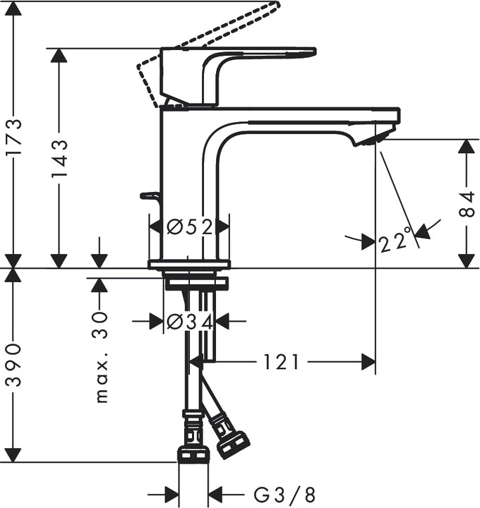 Image du produit hansgrohe HG Mitigeur monocommandé pour lavabo Rebris E 80 CoolStart m ZAG noir mat
