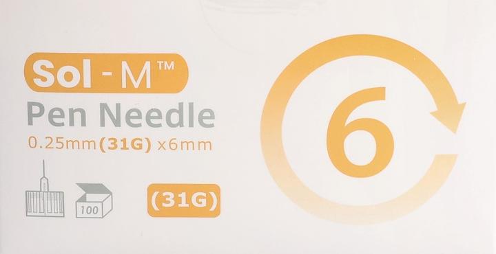 Actual product image Sol-m Pen needle 31G 0.25mmx6mm 100 pcs. (Pen needles + disposable needles)