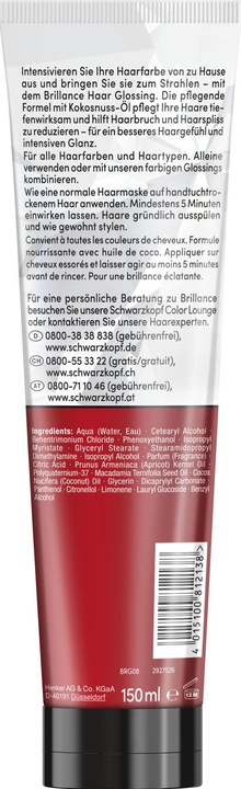 Produktbild Schwarzkopf Brillance Brillance Glanz-Behandlung Haar Glossing (Transparent)