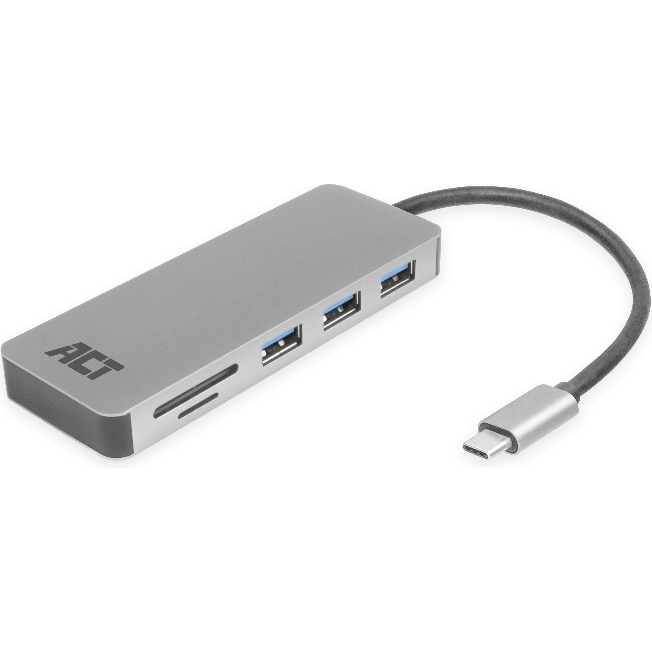 ACT AC7050 (USB-C, 4 Ports), Dockingstation + USB Hub, Grau