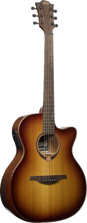 Actual product image Lâg Guitars Tramontane T118ABCE-BRS brown shadow (Western guitar, Back and sides: Khaya Mahogany, Bridge: Brownwood, Fingerboard: Brownwood, Neck: Mahogany, Saddle: Compensated Black Graphite, Top: solid cedar)