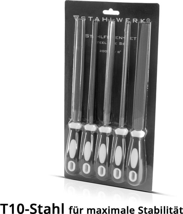 Produktbild Stahlwerk Stahlfeilen 5er Set 200 mm / 8" Raspeln / Metallfeilen / Feilen-Satz (200 mm)