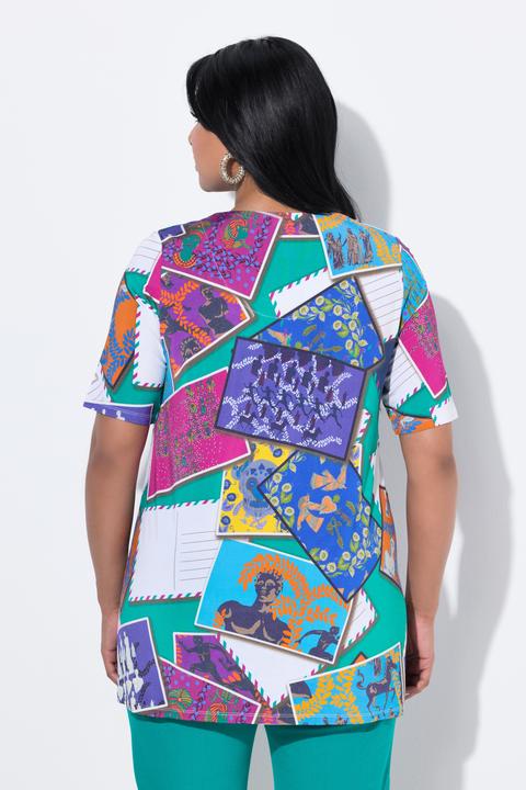 Produktbild Ulla Popken Slinkyshirt, Postkarten-Design, Carré-Ausschnitt, Halbarm (56)