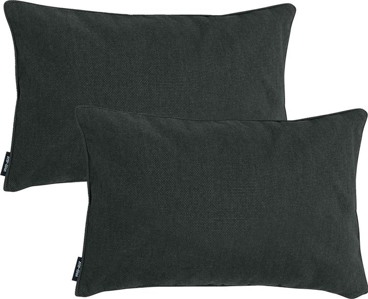 Madison 2er-Set Deko-Kissen wasserabwesend, bequemes Outdoorkissen, dunkel grau, 50 x 30 x 10 cm (50 x 30 cm)