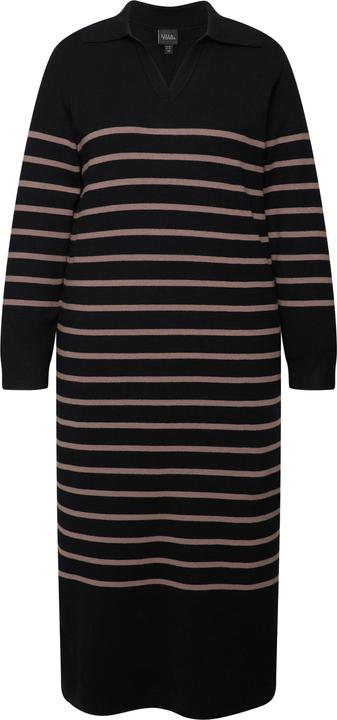 Immagine prodotto Ulla Popken Abito midi in maglia con righe, collo, scollo a V e maniche lunghe (60)