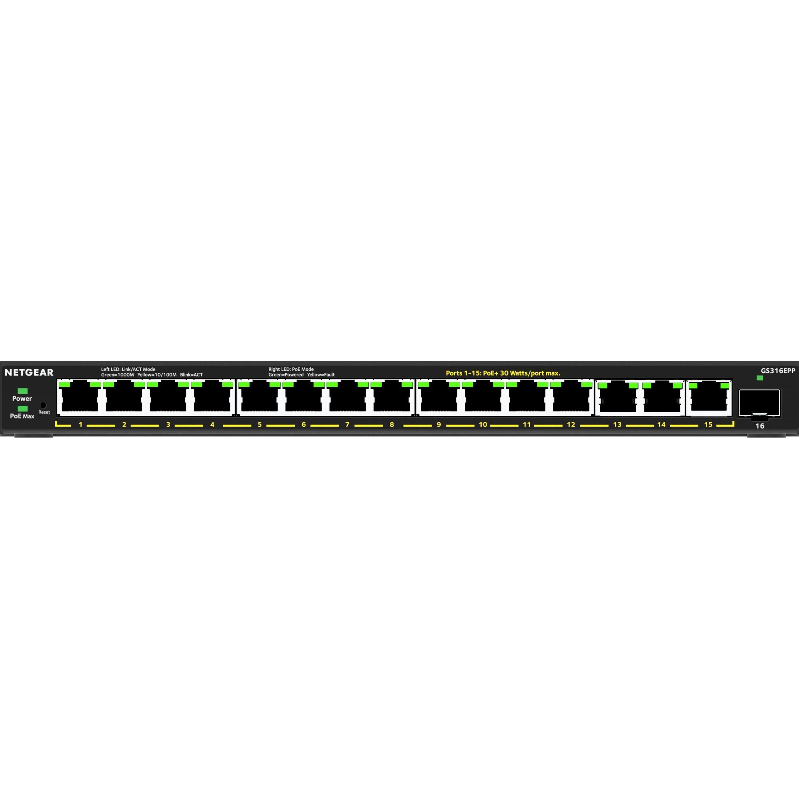 Netgear GS316EPP-100PES (16 Ports), Netzwerk Switch, Schwarz