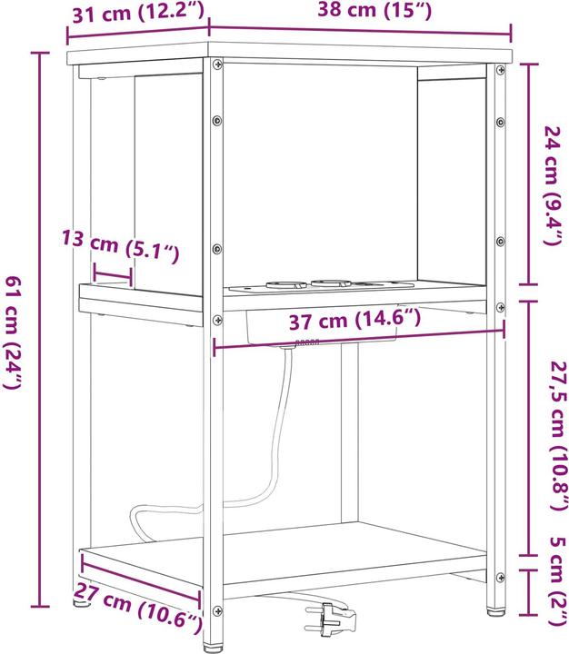 Immagine prodotto vidaXL Comodino (38 x 31 x 61 cm)