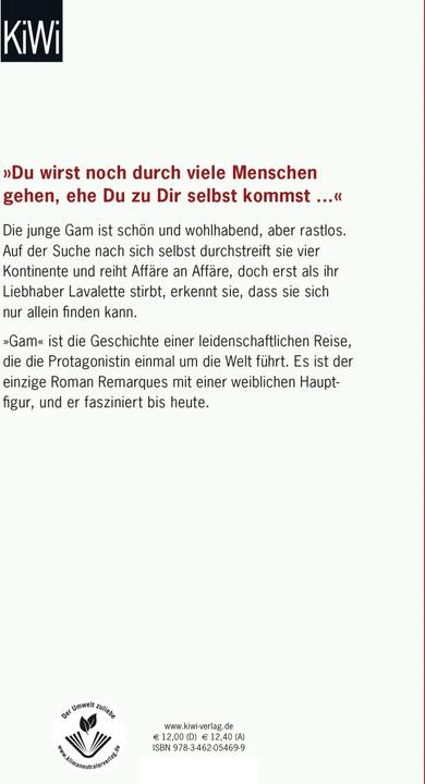 Produktbild Gam (Deutsch, Thomas F. Schneider, E.M. Remarque, 2020)