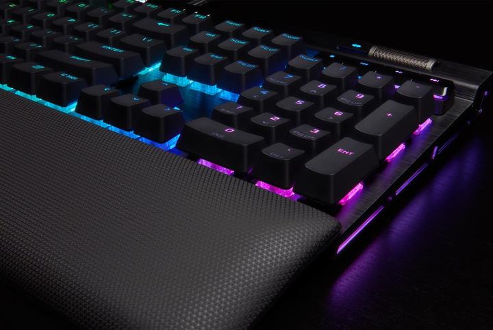 Actual product image Corsair K100 RGB, Full-size (100%), USB, Optomechanical key switch, QWERTY, RGB LED, Black (NL, Cable)
