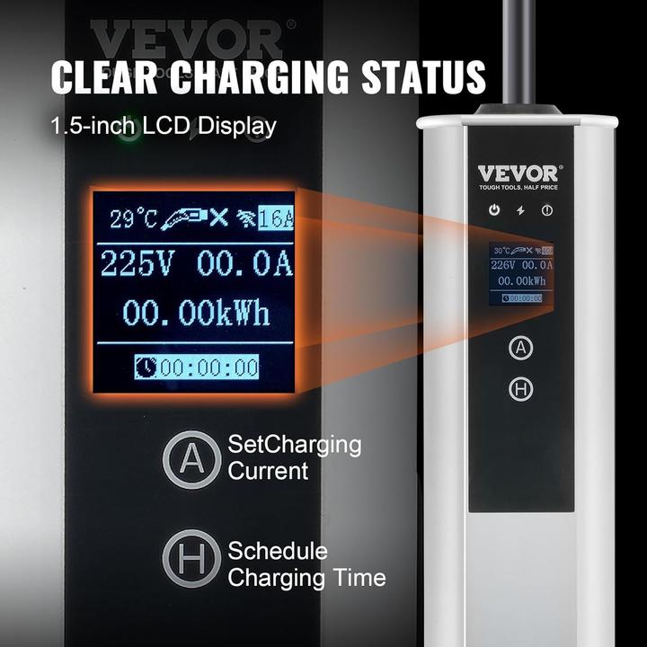 Actual product image Vevor Caricatore Portatile per Veicoli Elettrici Tipo 2 (Type 2, 11 kW, 16 A)