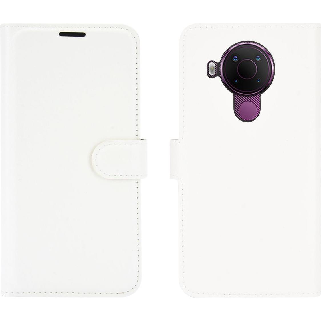 König Design Hülle Handy Schutz für Nokia 5.4 Case Flip Cover Tasche Etuis Bumper Weiss Neu (Nokia 5.4), Smartphone Hüll...