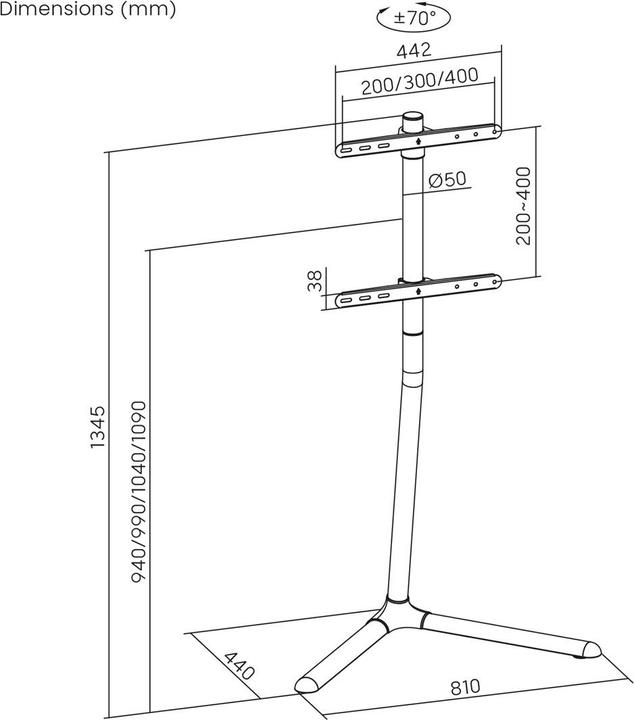 Actual product image Maclean Bodenhalterung für TV 32-70 max. VESA 400x400 max. 40kg MC-494 (Toshiba, Sony, LG, Samsung, Panasonic, JVC, 70", 40 kg)