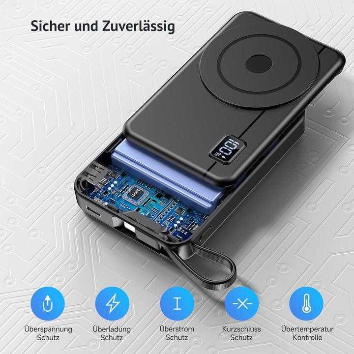 Image du produit Muctsda Magsafe Powerbank für iPhone 12er- bis 16er-Serie (10000 mAh, 22.50 W)