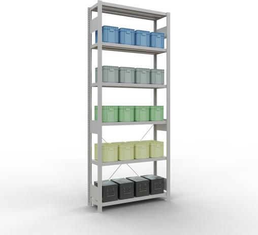 Actual product image Schulte Lagertechnik MULTIplus250 boltless basic shelving system with cross brace