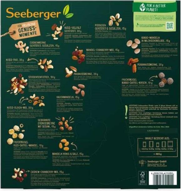 Nährwerte und Zutaten Seeberger Adventskalender