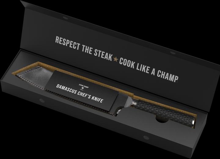 Produktbild Steakchamp Kochmesser Damast, inkl. Lederholster (20 cm)