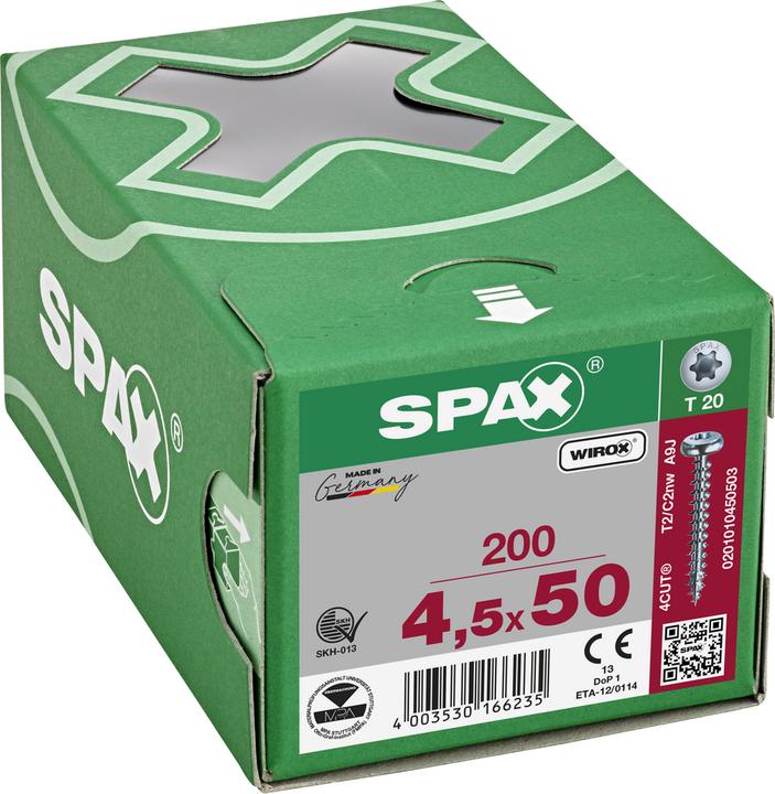 Actual product image Spax Half-Round Head T-Star Plus T20 Fully Threaded Wirox (200 Screws per piece)